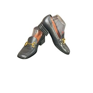 Saint G Jenny  Leather Loafer Pump Navy  Sz 39 US 9 Buckle Hardware Walking